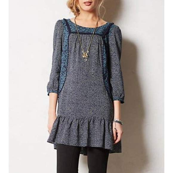 Anthropologie Holding Horses Paix Tunic Prairie Floral‎ Print Mini Dress Blue, 2 - Picture 7 of 13